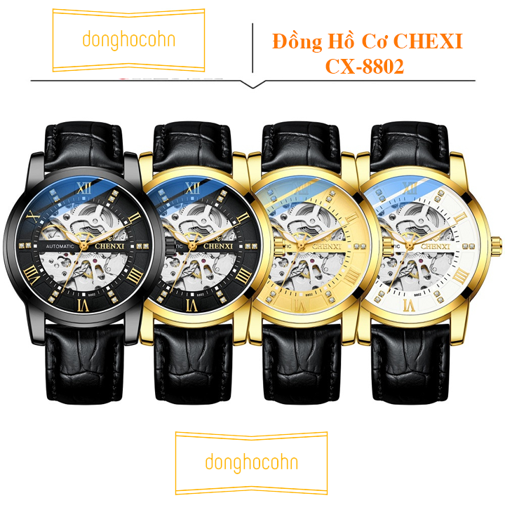 Đồng mechanical watch automatic men Chenxi leather cord exposing machine automatic high-end cx-8802