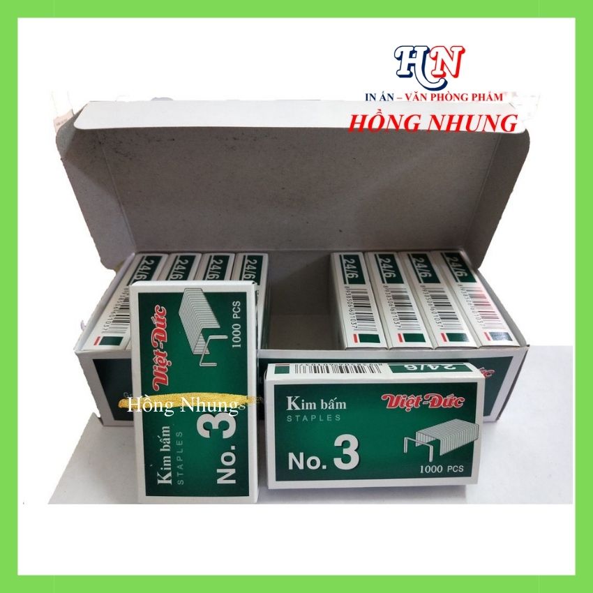 1 hộp kim bấm số 3 việt đức, độ cứng cao, dễ dàng sử dụng, giúp bạn bảo quản giấy tờ thành tập ngănn nắp