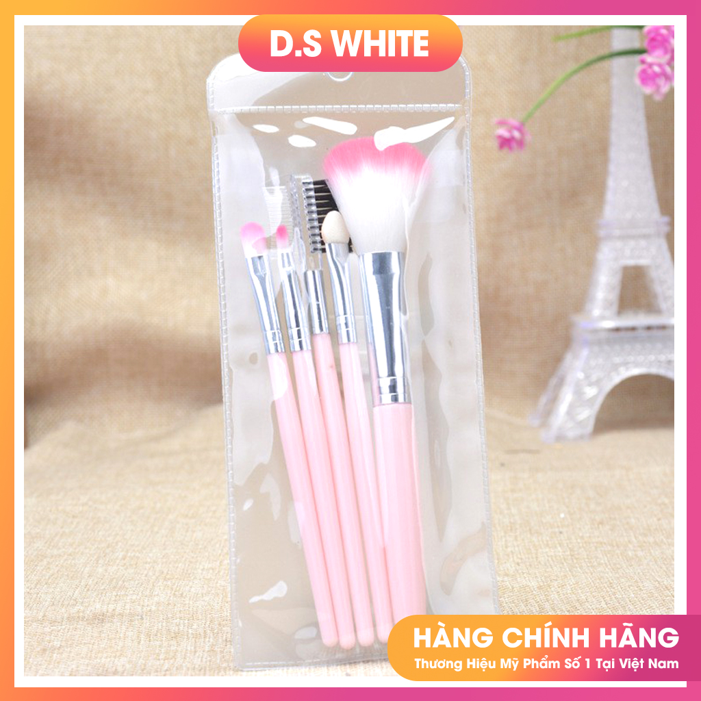 Bộ Cọ Trang Điểm 5 Cây Mini Màu Hồng