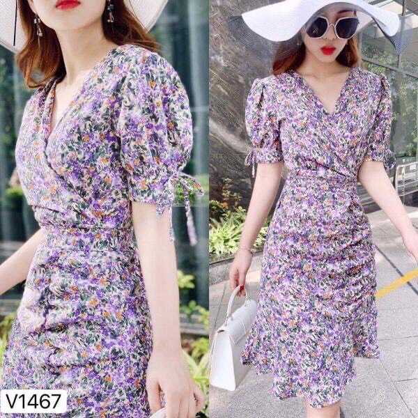 [HCM]Đầm hoa tay búp cổ V #damhoataybupcoV