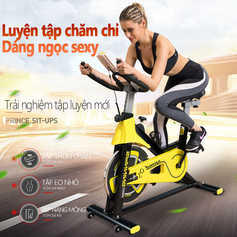 Xe đạp tập gym tại nhà màu vàng phối đen khỏe khoắn dụng cụ thập gym máy tập gym tại nhà TopOne2020