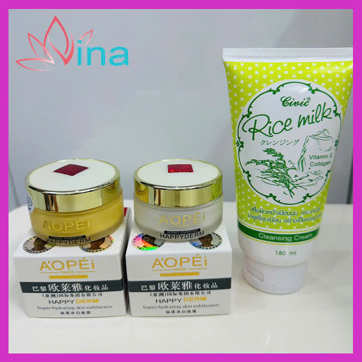 [HCM]Combo kem sâm Aopei ngày và đêm dưỡng trắng nám tàn nhang TẶNG 1 tuýp sũa rửa mặt gạo Thái Lan 180ml