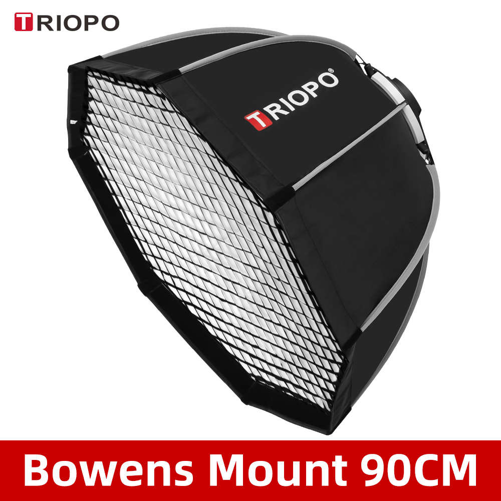 Softbox bát giác thao tác nhanh Triopo 90cm ngàm Bowen kèm lưới tổ ong