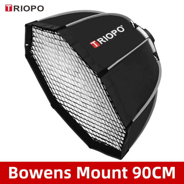 Triopo K90 90cm Photo Portable Bowens Mount Octagon Umbrella Softbox + Honeycomb Grid Outdoor Soft Box for Studio Strobe