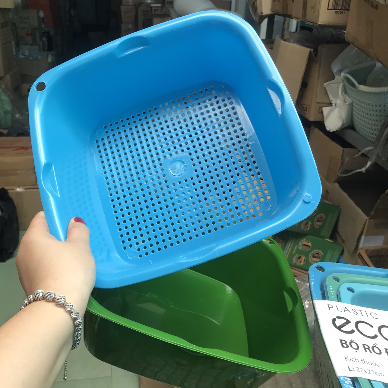 Bộ thau rổ nhựa vuông ECCO 6 món dày đẹp