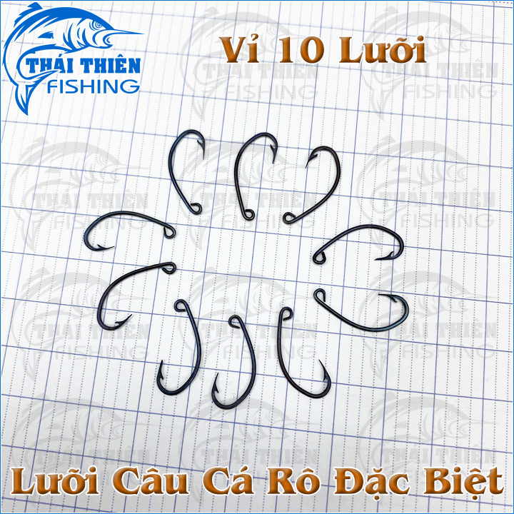 Lưỡi Câu Cá Rô Đặc Biệt Thép Đen Làm Thủ Công – Vỉ 10 Cái Sắc Bén