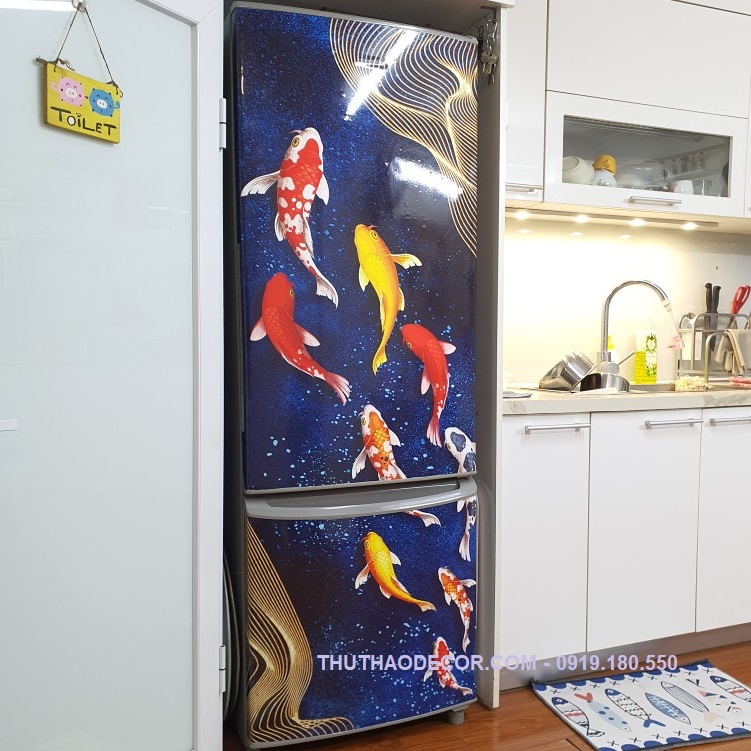 [HCM]Giấy Decal Dán Tủ Lạnh Phong Thủy CÁ KOI HOÀNG GIA - THUTHAODECOR