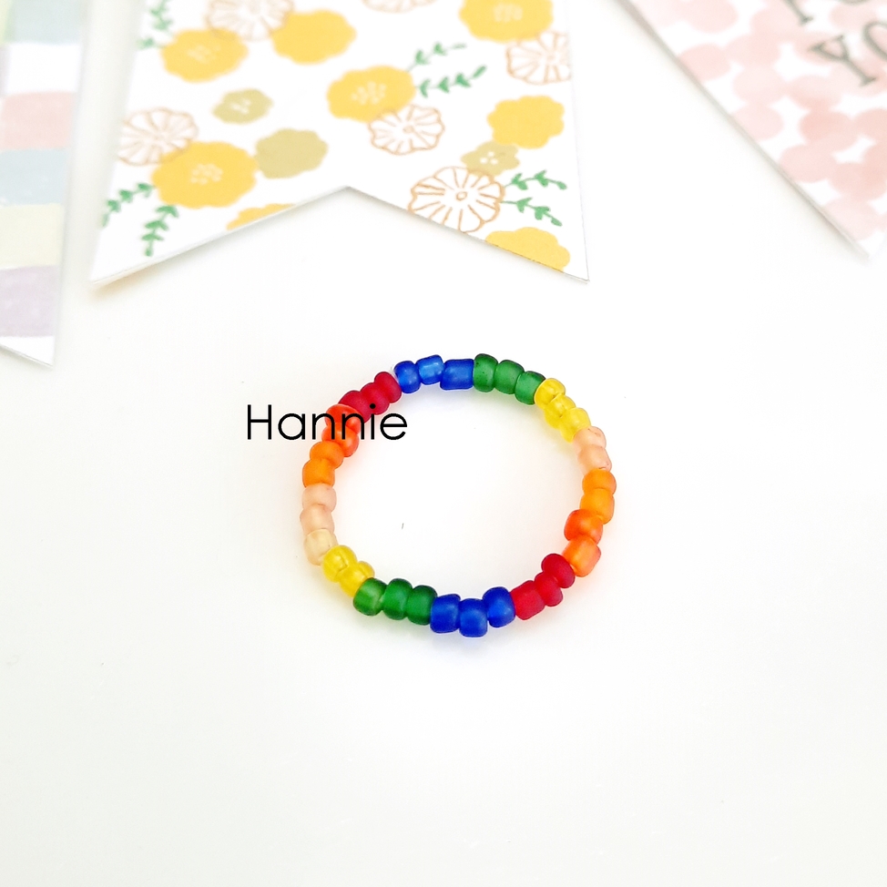 EMMIE - Nhẫn hạt cườm nhựa handmade (Xanh lá/Xanh dương/Tím/Cam/Hồng/Mix)
