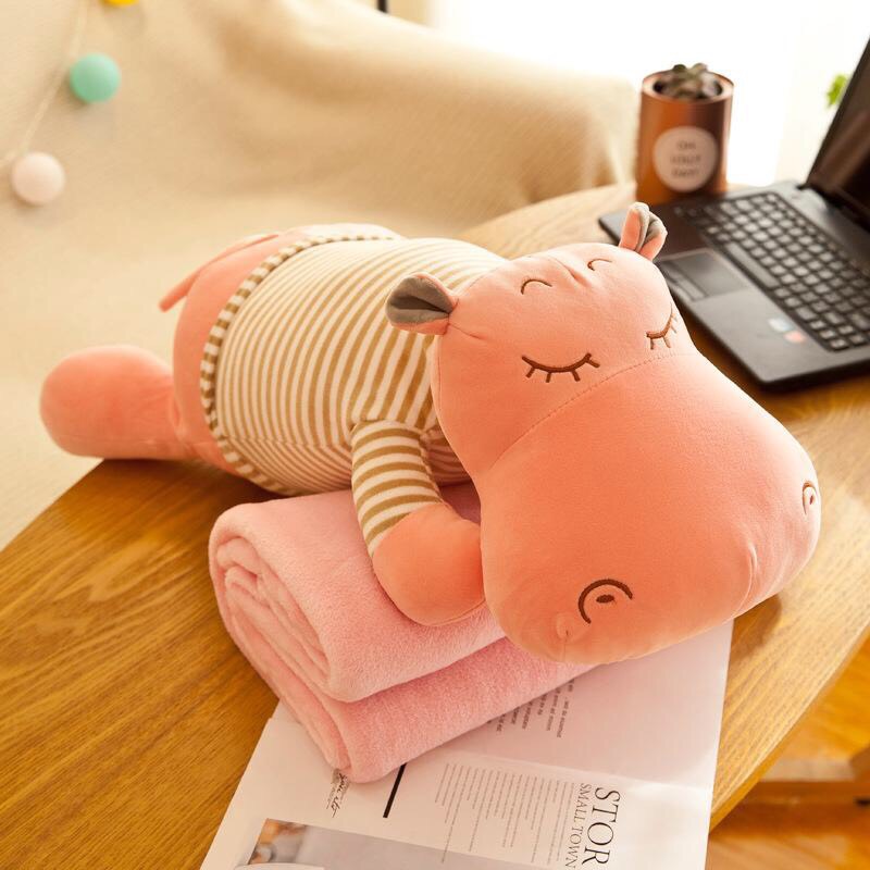 Bộ chăn gối văn phòng hà mã đáng yêu