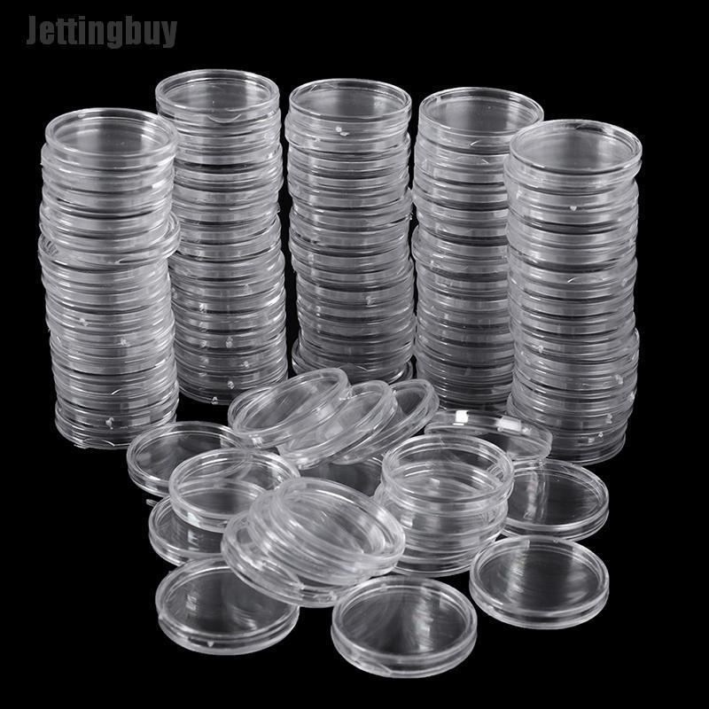 Jettingbuy 100 Cái Hộp Đựng Tiền Xu 27Mm Hộp Đựng Viên Nang Hộp Trưng Bày Hộp Trưng Bày Hình Tròn