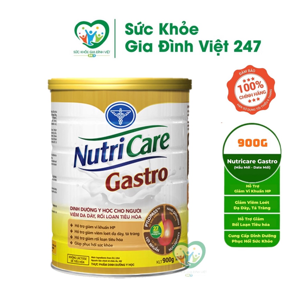 Sữa bột NutriCare Gastro cho người viêm dạ dày, và rối loạn tiêu hóa ( 900g)