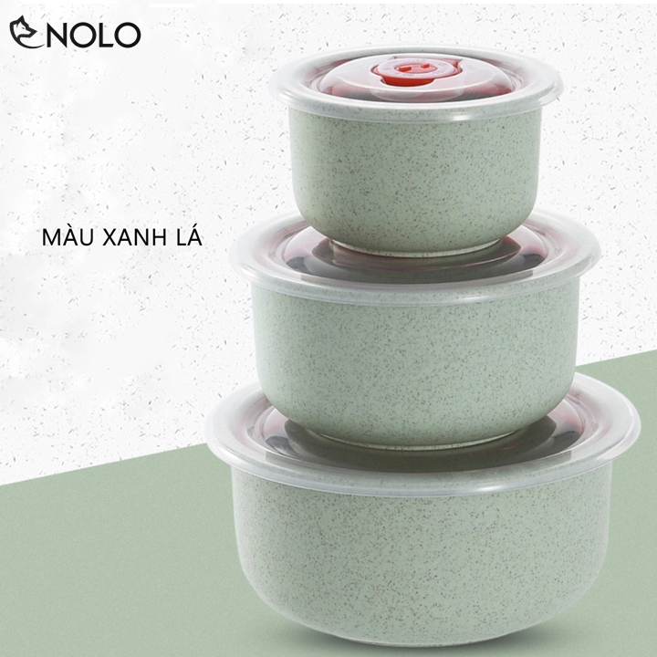 Bộ Combo 3 Cái Tô Bát Model TP01 Chất Liệu Nhựa Lúa Mạch Có Nắp Hít Chân Không Chắc Chắn Dùng Được Lò Vi Sóng