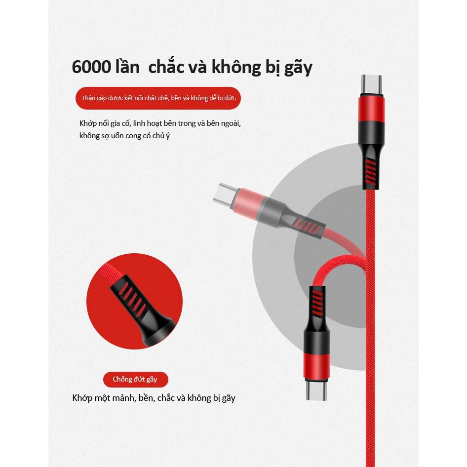 Dây cáp sạc 3 đầu đa năng 2A 3 in 1 bọc dù dài 1m2