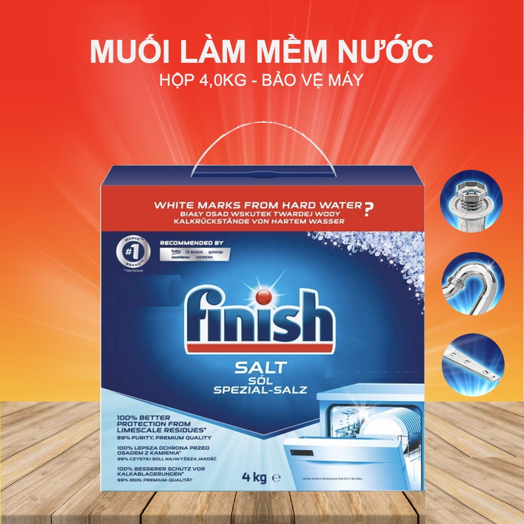Muối rửa bát Finish 4.0 kg dùng cho Máy rửa bát chén