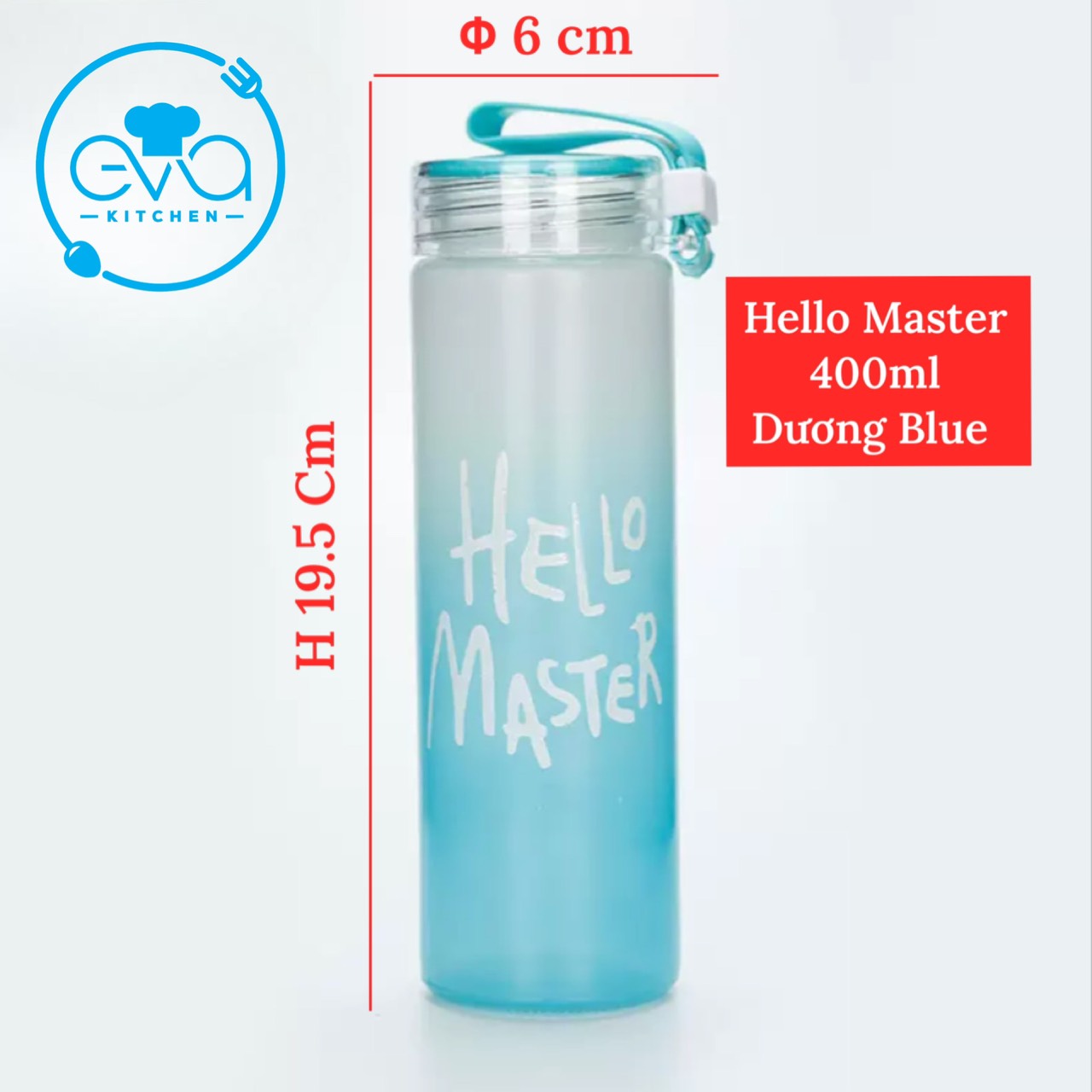Hello Master Gradient Glass Water Bottle 450ml – Korean Matte Body Pastel Color