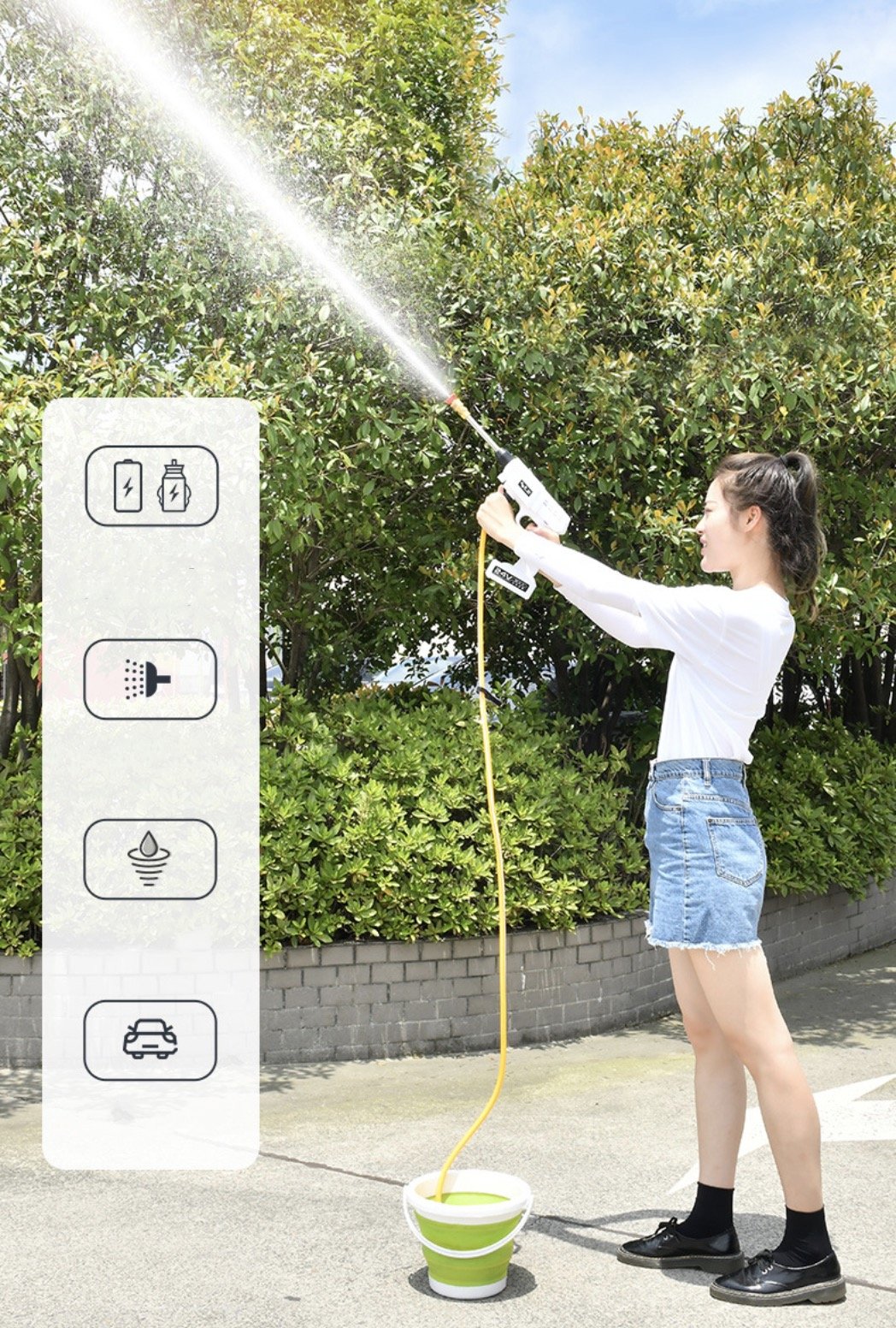 IT Smart Máy rửa xe WhitePower dùng pin sạc (Full Option)