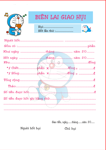 BIÊN LAI GIAO HỤI MẪU DORAEMON