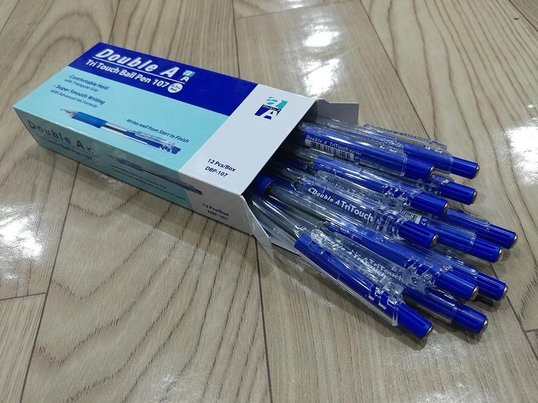 Hộp 12 cây bút bi bấm TriTouch ngòi 0.7mm - mực xanh