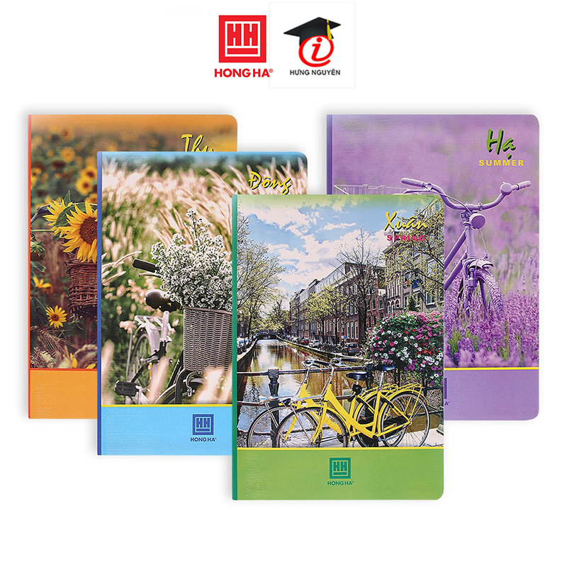 Vở kẻ ngang hồng hà 300 trang - gáy ghim - pupil 4 mùa 1032 định lượng 58gm2 độ sáng 95% iso