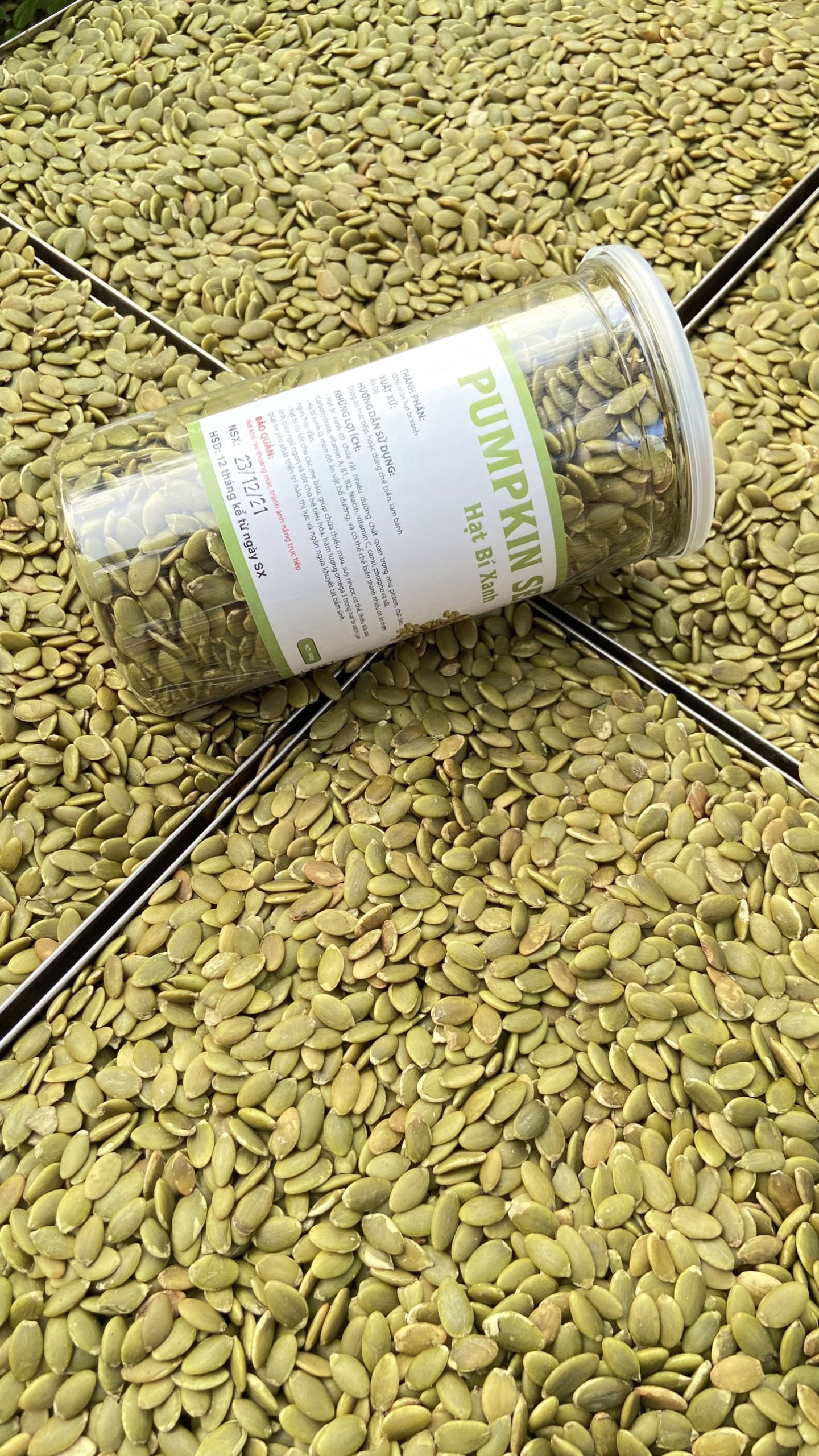 Nhân hạt bí xanh Ấn Độ (đã tách vỏ) hũ 250gr-500gr