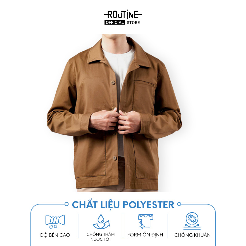 Áo Khoác Nam Tay Dài Trơn Túi Oversize Form Regular - Routine 10F22JAC008