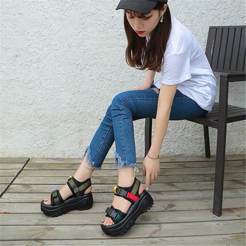 SANDAL NỮ, SANDAL HỌC SINH 2 QUAI ĐẾ CAO CÁ TÍNH