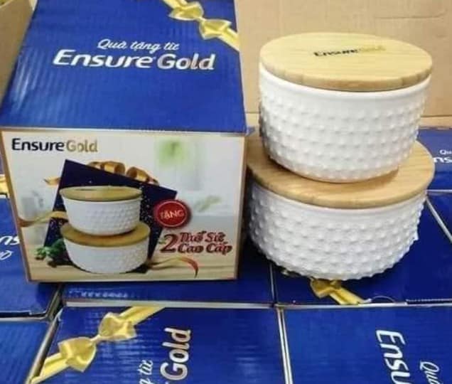 Bộ 2 thố sứ có nắp gỗ chống tràn