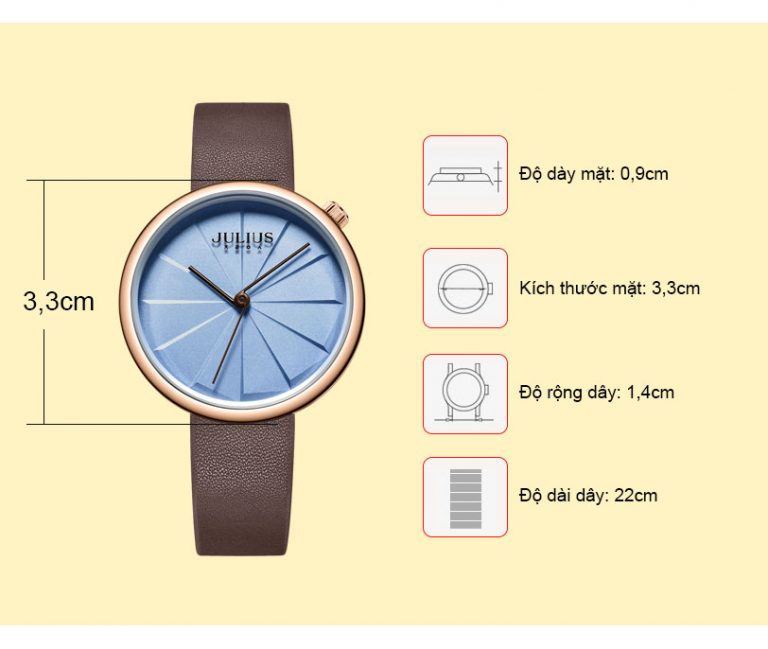 Đồng Hồ Nữ JA-1106D Julius Hàn Quốc dây da