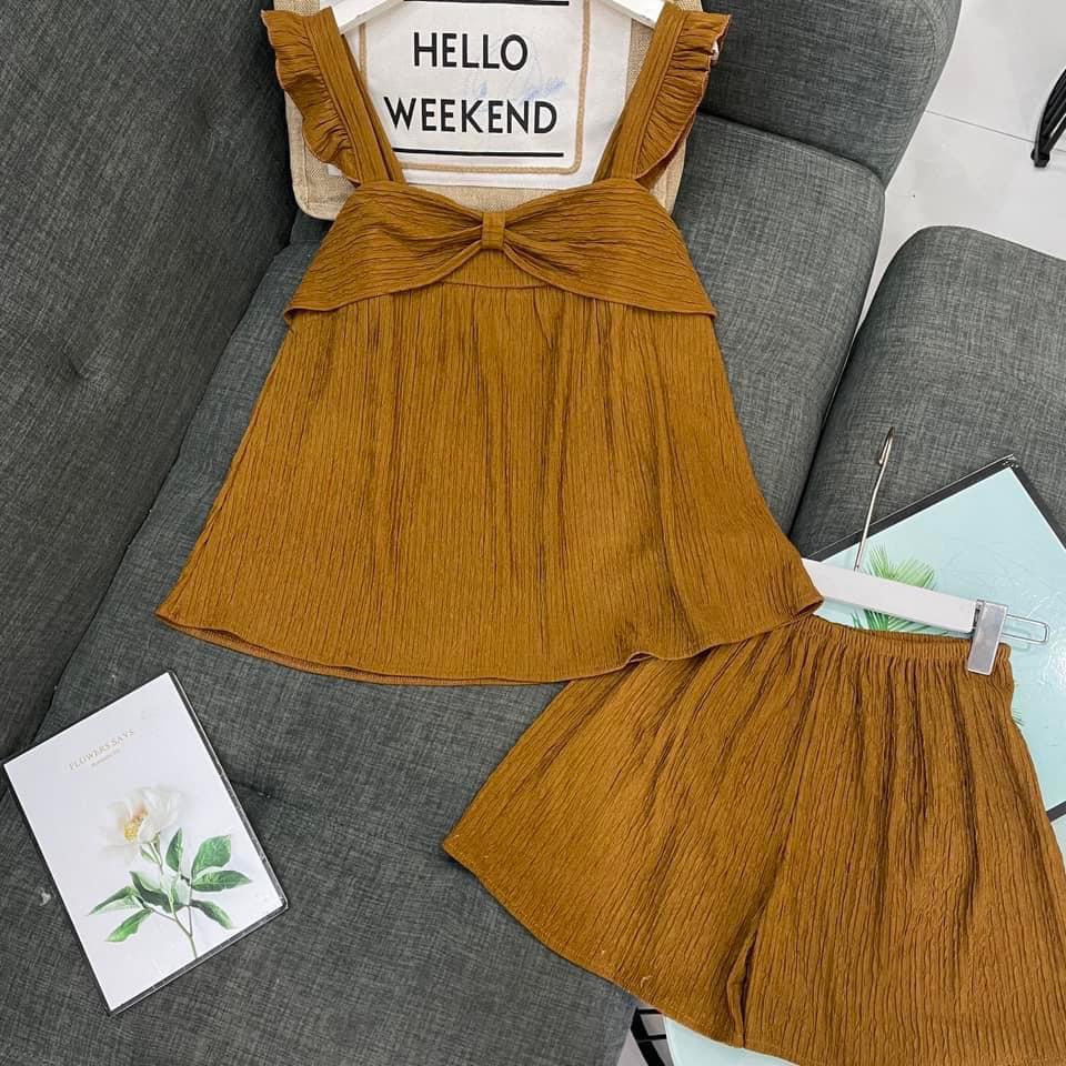 Đồ Bộ Pijama Tay ngắn Vải Xốp nhật, Set đồ nữ ngắn dễ thương Freesize Dưới 60Kg