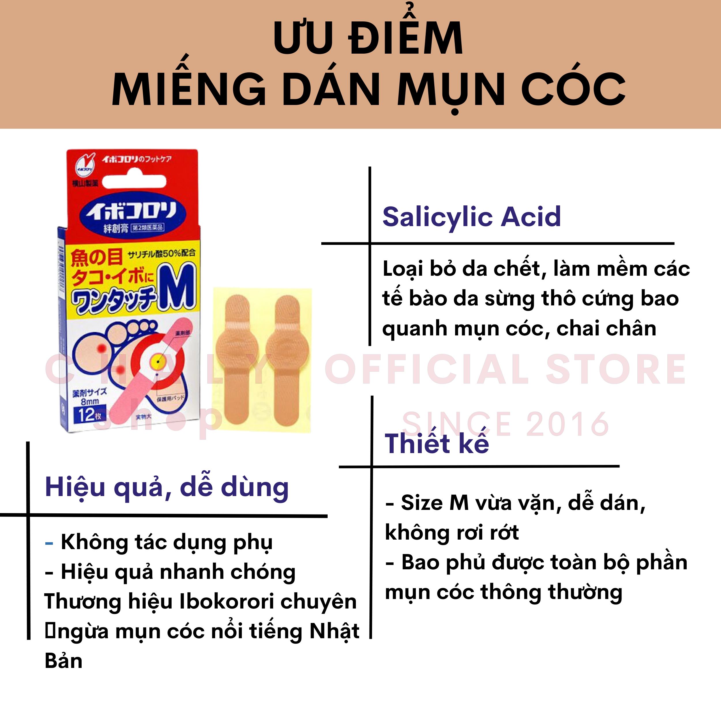 Miếng dán mụn cóc Ibokorori One Touch 12 miếng Nhật Bản