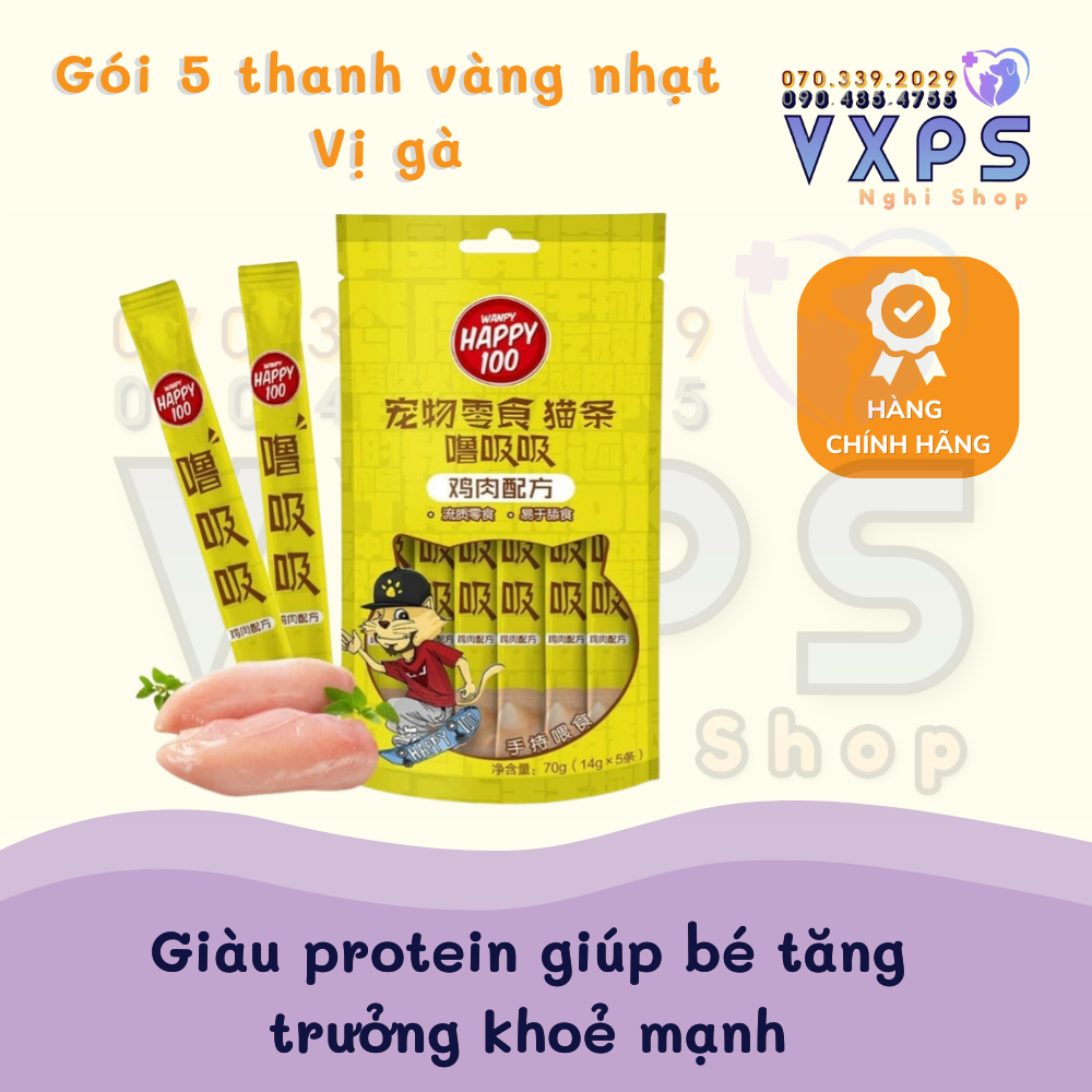 [GIẢM ĐẾN 20% Ở XU] Soup Thưởng Wanpy Happy 100 (14g x 5 Thanh) - Súp Thưởng Cho Mèo