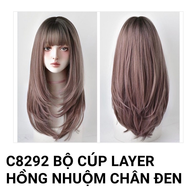 tóc giả nguyên đầu ❤️mã 8292 cúp sole ❤️tặng kèm lưới trùm