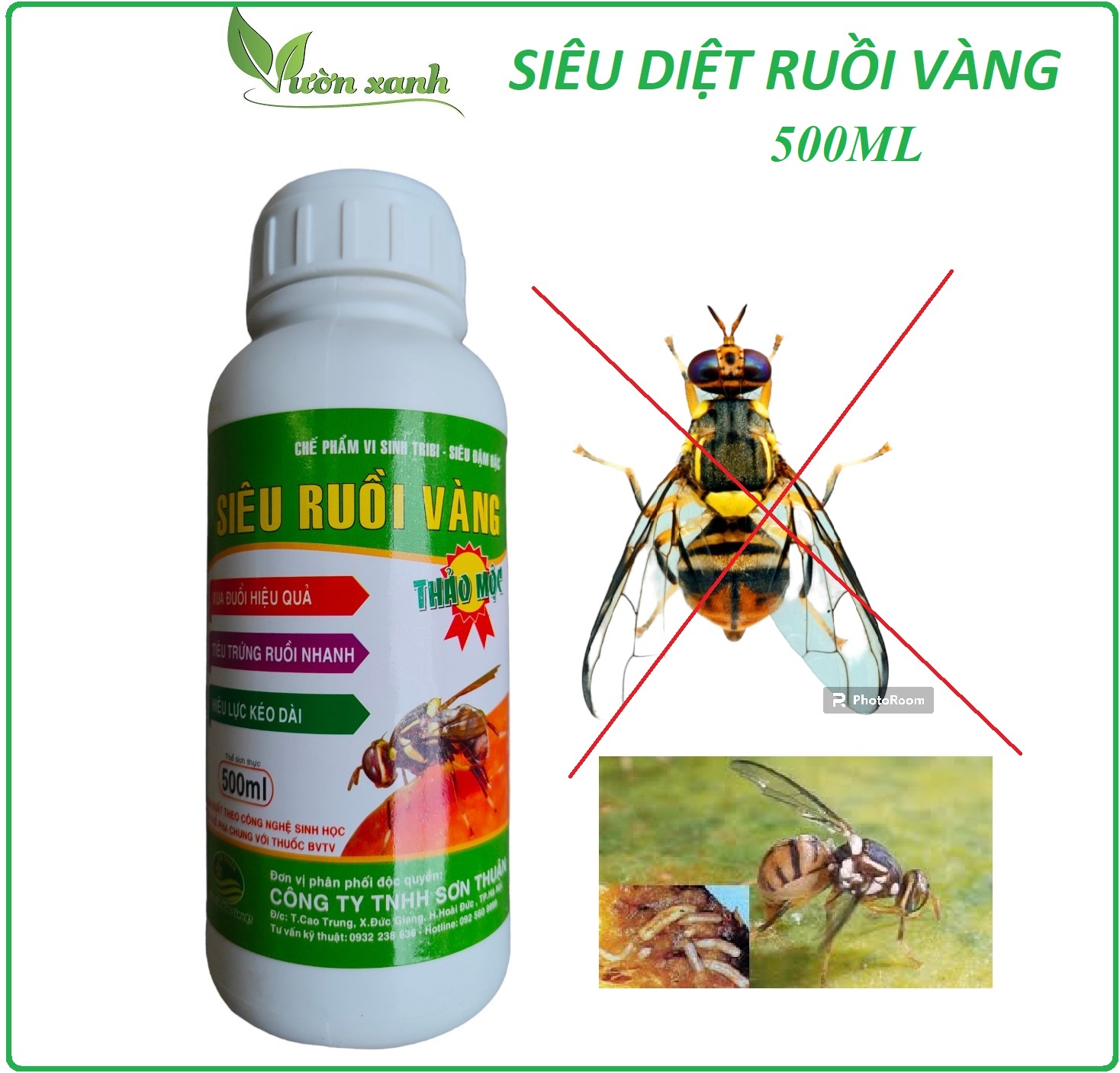 Chế phẩm siêu diệt ruồi vàng chai 500ml dung dịch đậm đặc xua đuổi ruồi vàng, diệt ấu trùng, trứng ruồi