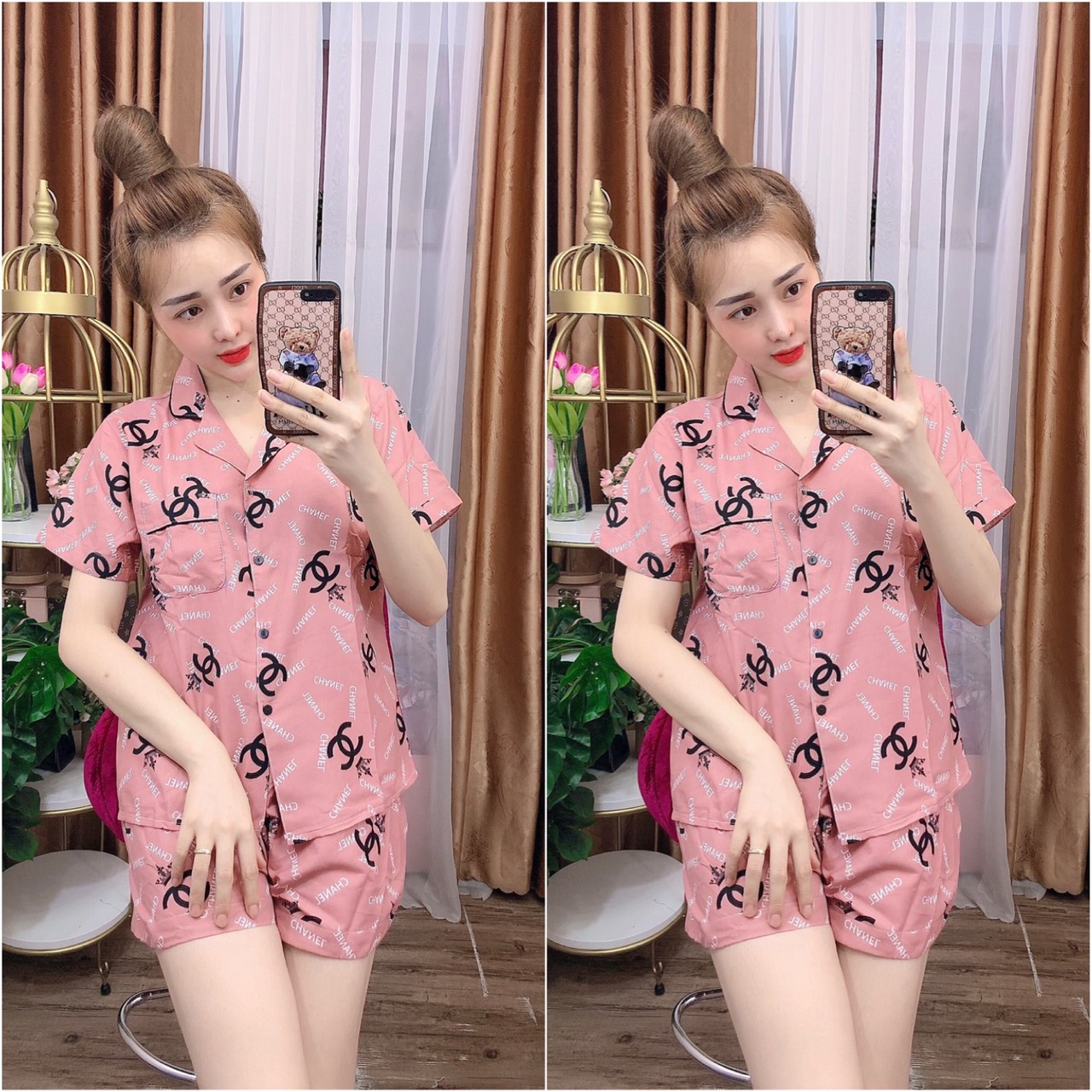 (45-68kg) Đồ bộ Pijama Bigsize Kate Thái cao cấp - Bộ Đùi (2XL)