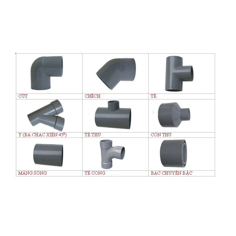 cut, tê, chếch phụ kiện ống pvc 27mm ST
