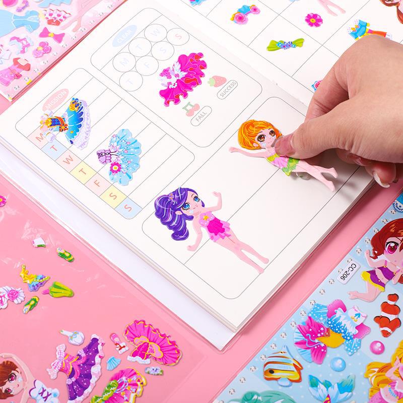 Set 5 Tờ Sticker nổi hình dáng công chúa cho bé gái