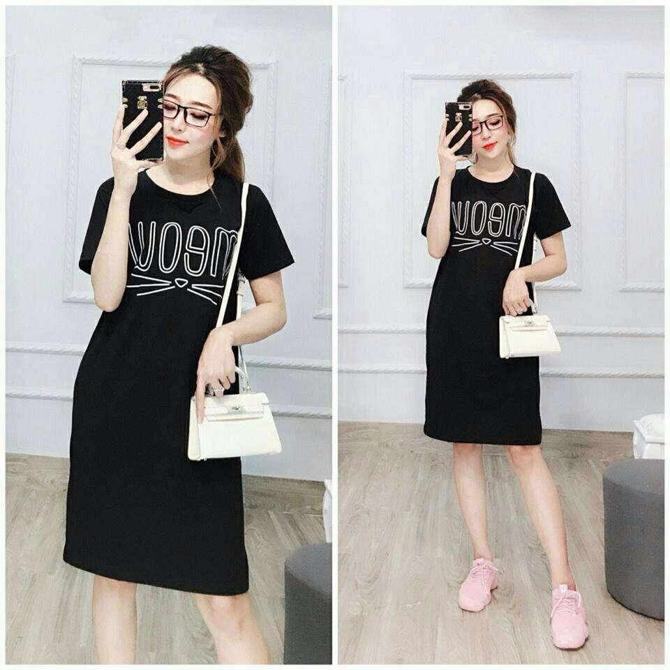 Đầm Suông Nữ in chữ Mèow