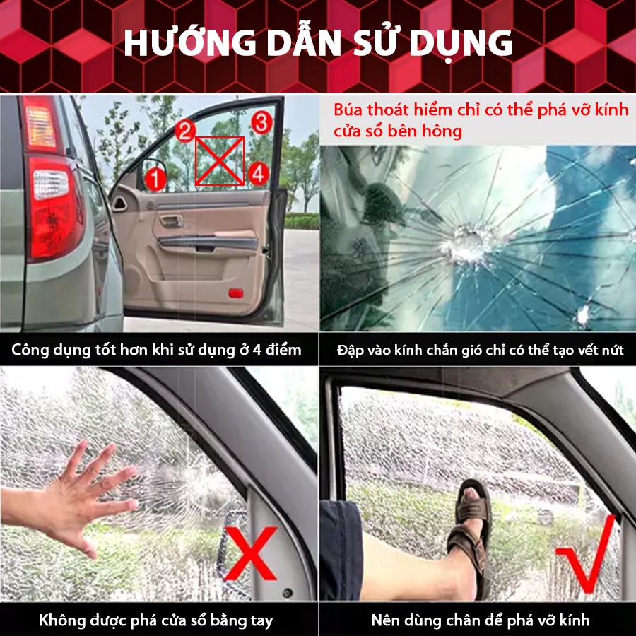 [HCM]Búa thoát hiểm 3 trong 1 màu đỏ