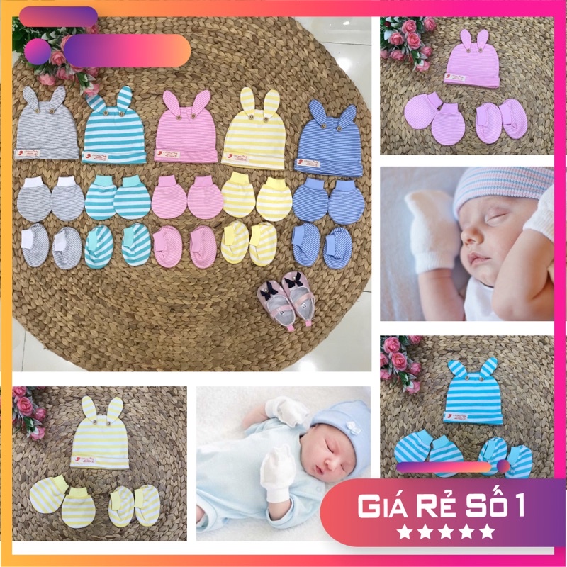 [HCM][Được chọn mẫu] Bộ nón bao tay bao chân cho bé sơ sinh