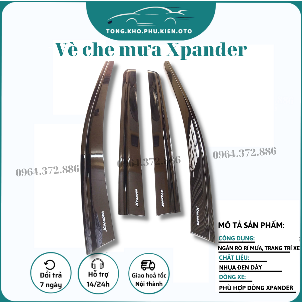 Vè Che Mưa Xe Mitsubishi Xpander, Xpander Cross 2018- 2021, 2022, 2023 nhựa đen dày