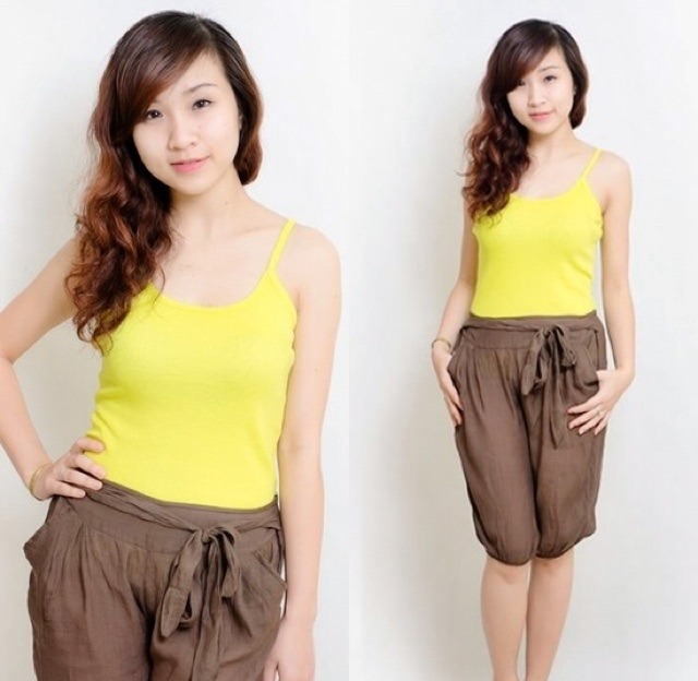 Áo thun nữ hai dây dáng ôm hàng thun cotton co giãn mạnh