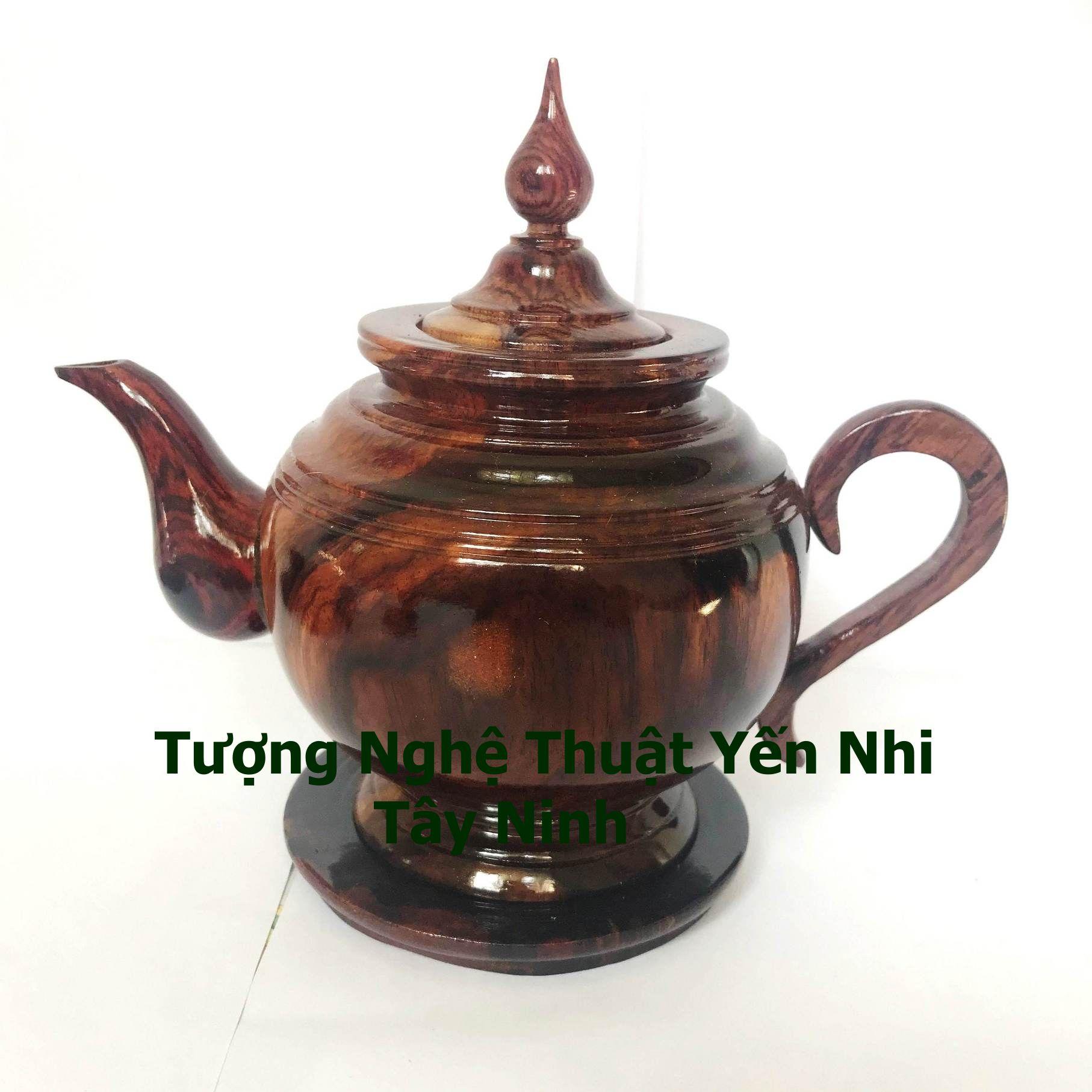 Bộ ấm chén trà gỗ Cẩm cao cấp có dĩa (1 ấm+ 6 chén + dĩa)