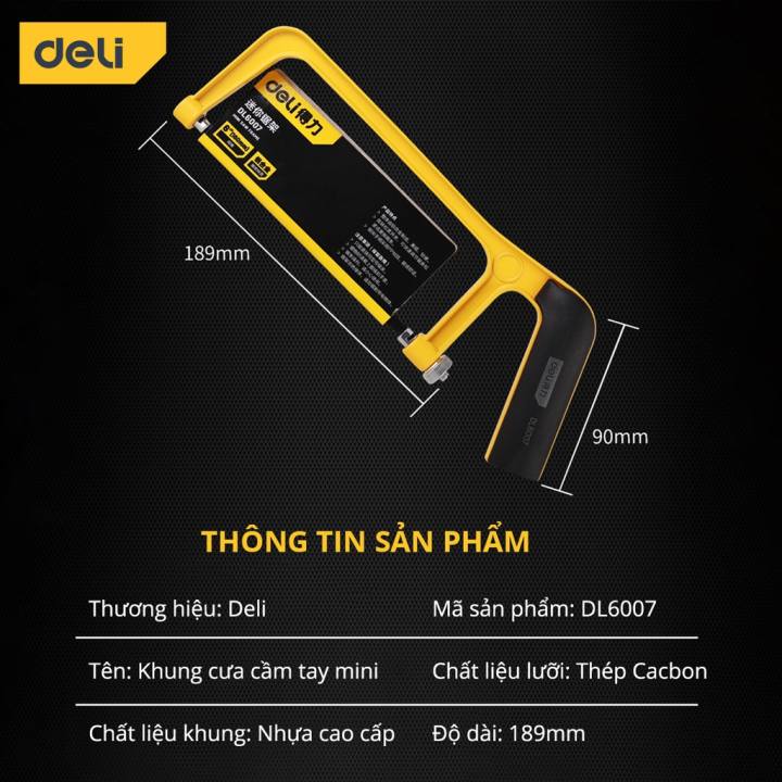 Khung Cưa Cầm Tay Deli Mini 6inch - Nhỏ Gọn, Tiện Lợi, Chất Liệu Chắc Chắn, Tay Cầm Chống Trơn Trượt - DL6007 - Hình ảnh 5