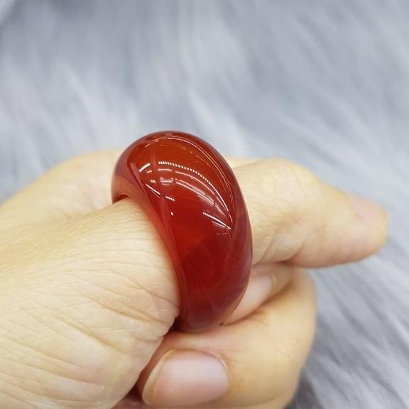 Nhẫn Nam Đá Mã Não Tự Nhiên Màu Đỏ