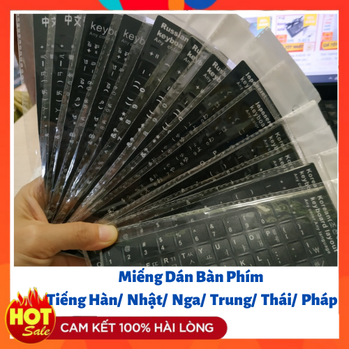 Miếng dán bàn phím tiếng hàn, tiếng trung quốc, tiếng nhật, tiếng thái lan, tiếng nga, tiếng pháp