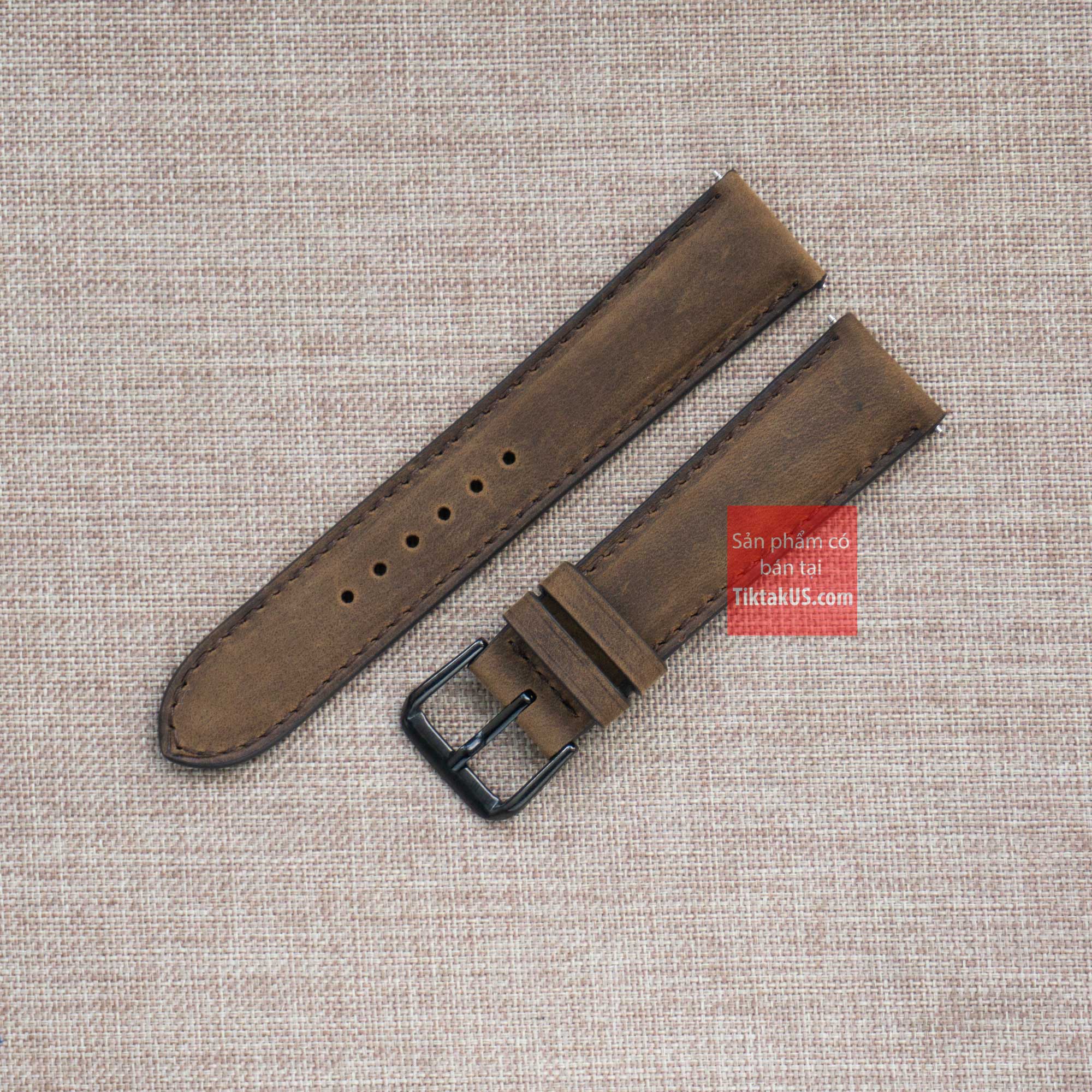 [HCM]Dây đồng hồ da bò thật khóa thép đen- da sáp Vintage nhiều size 18mm - 19mm - 20mm - 21mm-  22mm