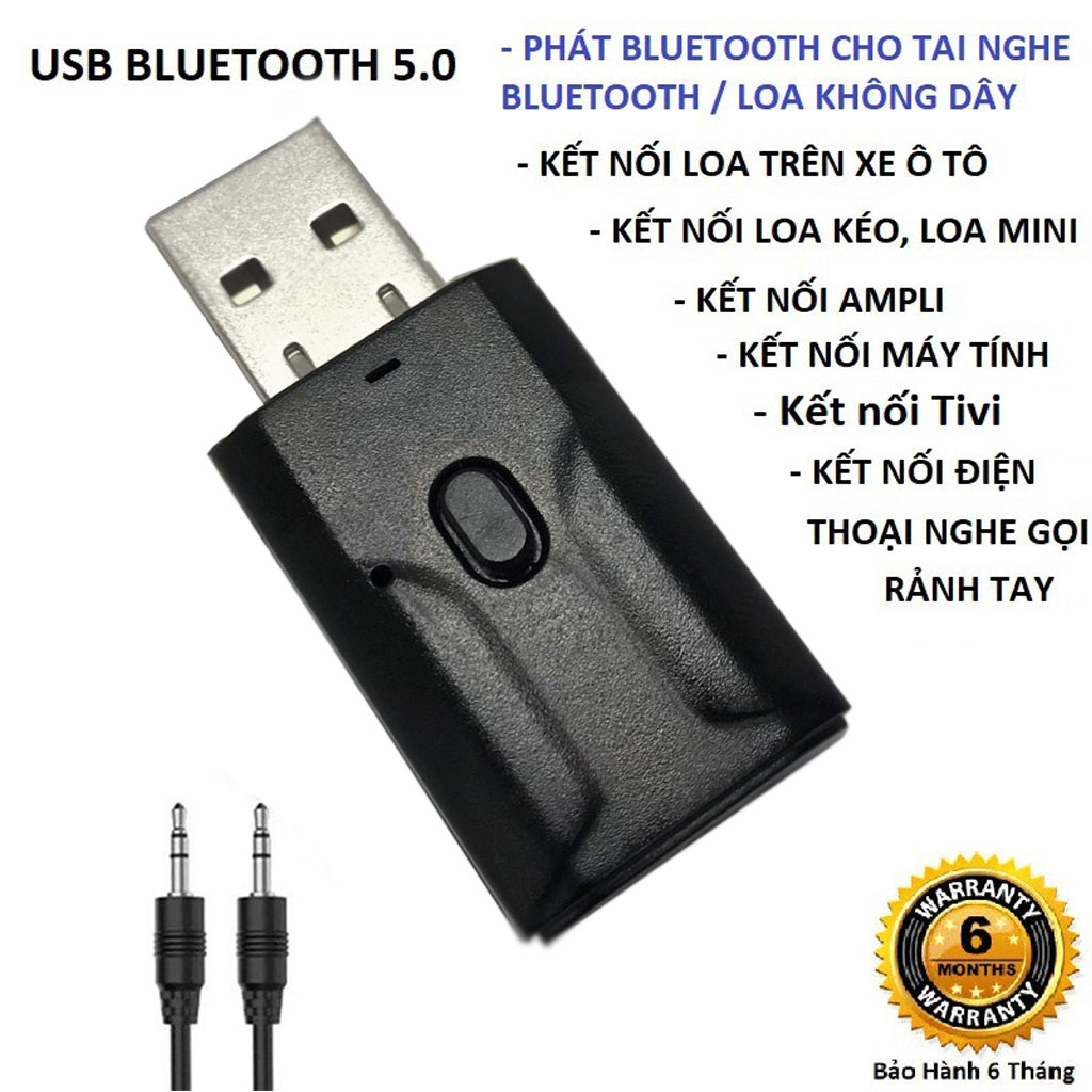 Thiết bị thu phát âm thanh Usb bluetooth 5.0 đa chức năng jack cắm 3.5mm cho loa