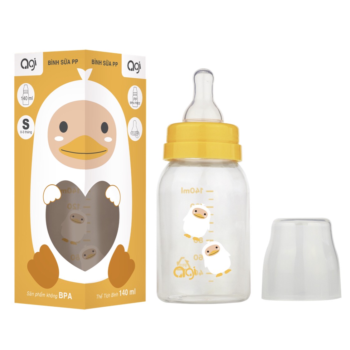 Bình sữa PP Agi cổ hẹp 60/140/250ml