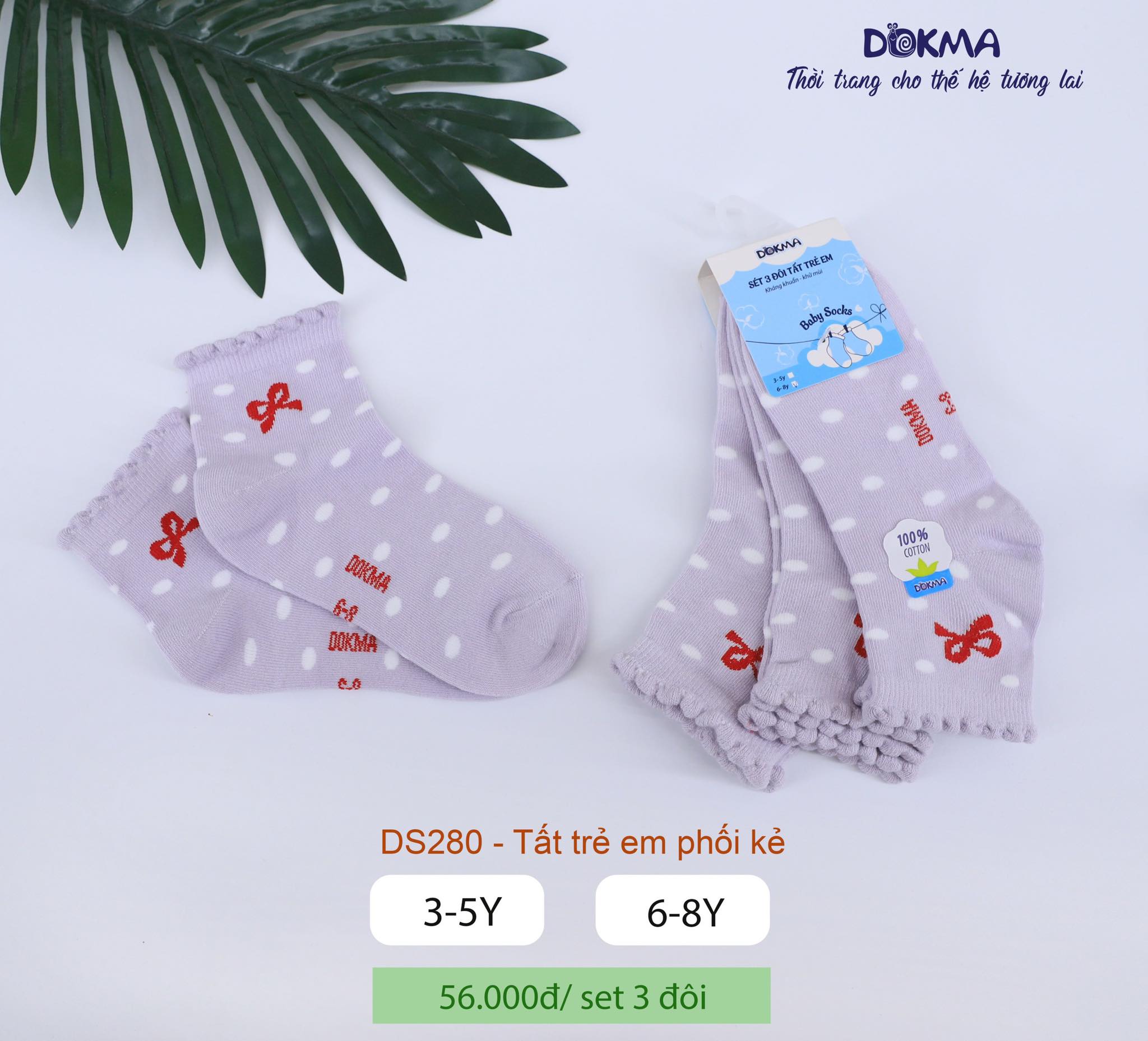 Set 3 đôi tất trẻ em phối kẻ DS280 Dokma