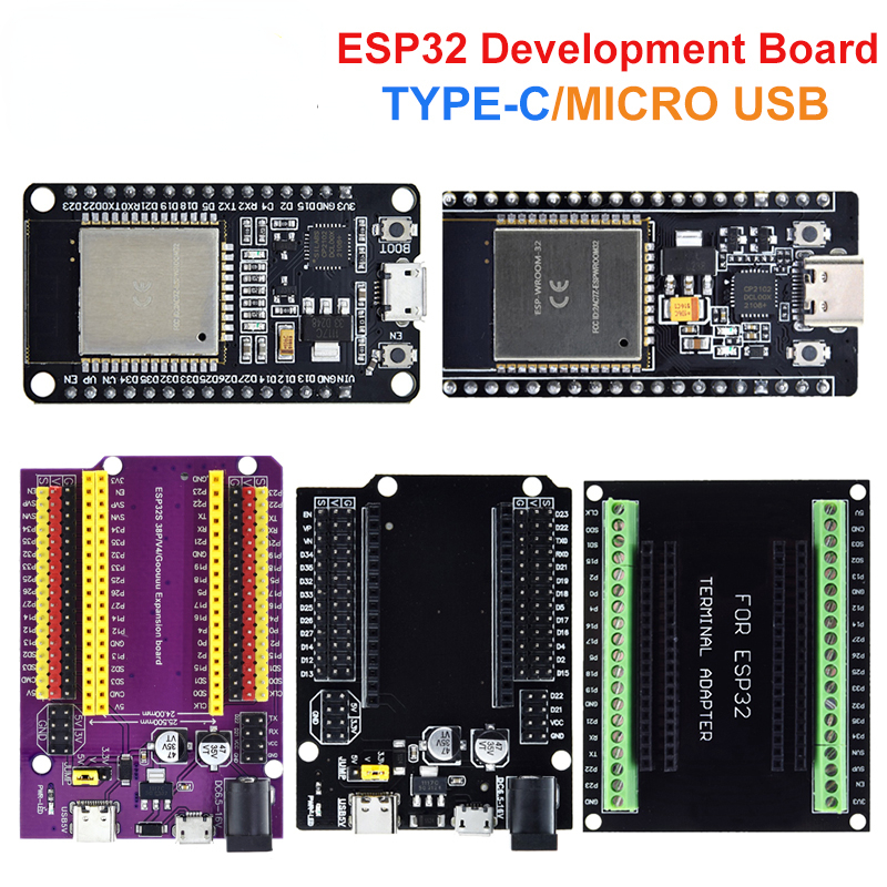 ESP32 Development Board TYPE-C/MICRO USB CP2102 WiFi+Bluetooth Dual Core ESP32-DevKitC-32 ESP-WROOM-32 Expansion Board 38PINS